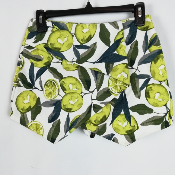 Topshop Pants - TOPSHOP Lemon Skort 4 Citrus Print Envelope Front